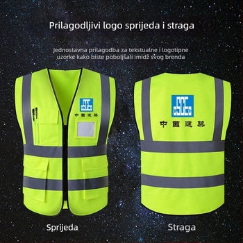 Reflektirajuća vesta s višestrukim džepovima za građevinske i cestovne radove, ojačana izrada