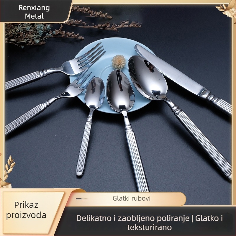 Set pribora od nehrđajućeg čelika 430 – prenosivi zapadni set pribora za steak i salatu