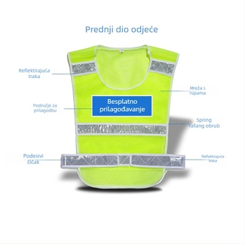 Reflektirajuća sigurnosna vest s prozračnom mrežom za noćni promet i patrolu