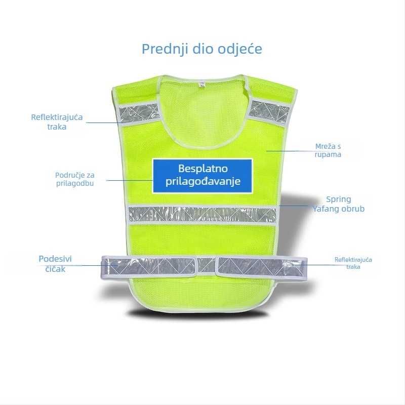 Reflektirajuća sigurnosna vest s prozračnom mrežom za noćni promet i patrolu