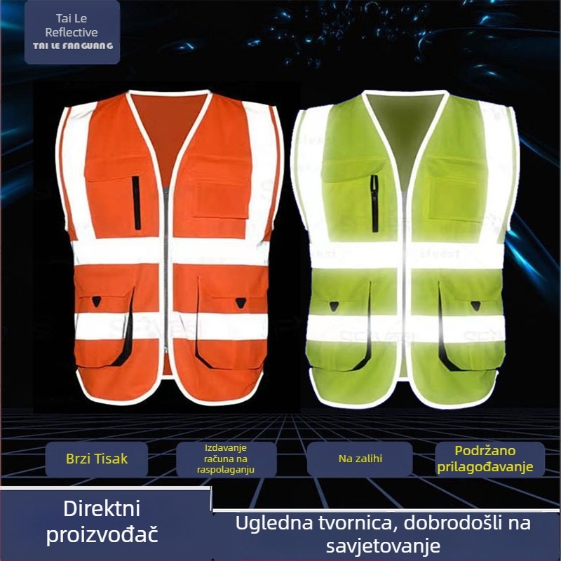 Reflektirajući sigurnosni prsluk za biciklizam i promet s prilagođenim logom