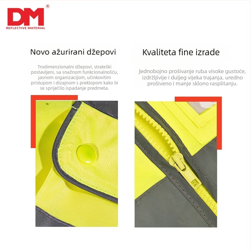 DM Daoming Reflektirajuća sigurnosna vesta za promet i biciklizam, poliesterno elastično vlakno
