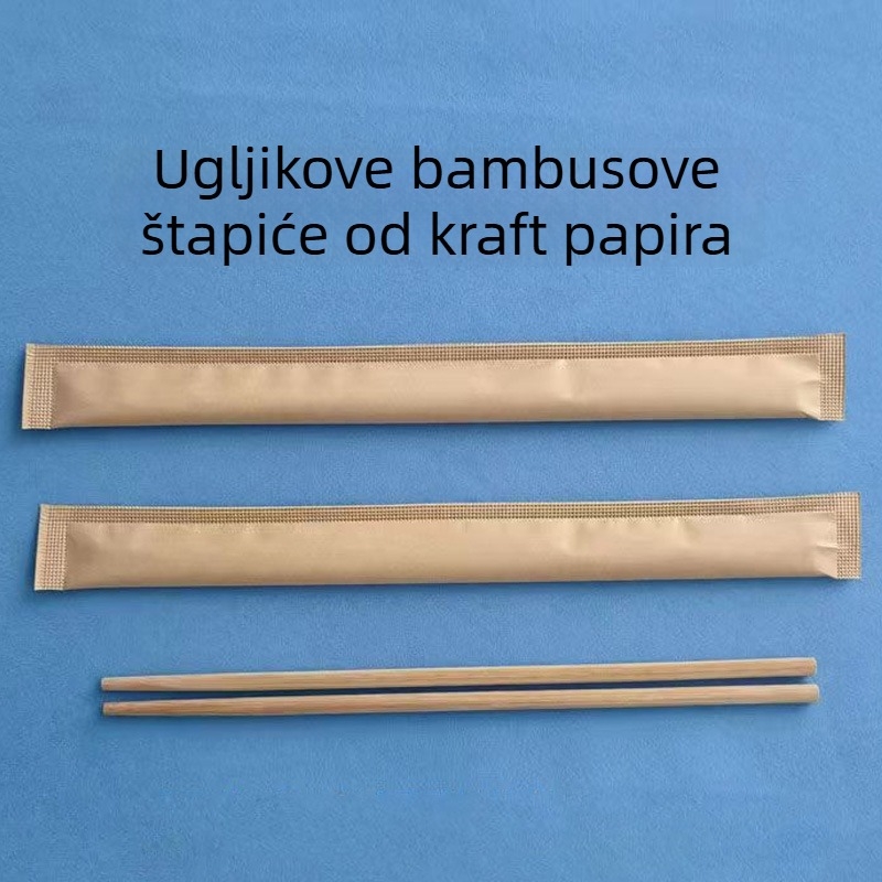 Jednokratne bambus štapići za jelo, u Kraft papiru pakiranju, pojedinačno pakirani, produženi i debeli