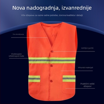 Reflektirajući sigurnosni prsluk za komunalne radnike, održavanje i čišćenje vrtova, s tiskanim tekstom