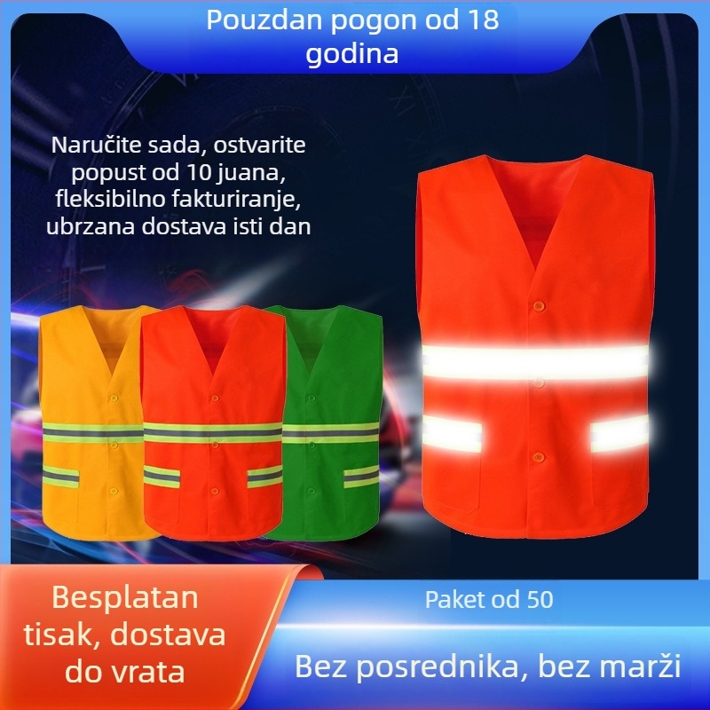 Reflektirajući sigurnosni prsluk za komunalne radnike, održavanje i čišćenje vrtova, s tiskanim tekstom