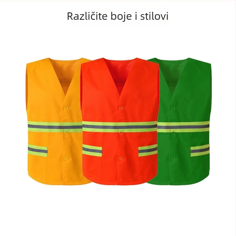 Reflektirajući sigurnosni prsluk za komunalne radnike, održavanje i čišćenje vrtova, s tiskanim tekstom