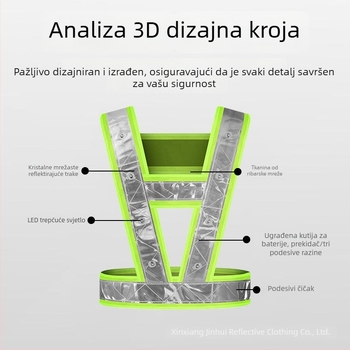 V-oblik LED svjetleća reflektirajuća vest s velikim LED diodama – prometna reflektirajuća odjeća
