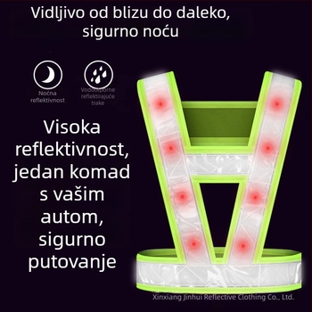 V-oblik LED svjetleća reflektirajuća vest s velikim LED diodama – prometna reflektirajuća odjeća