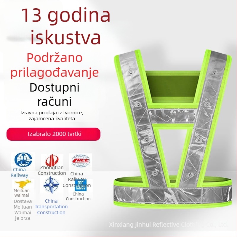 V-oblik LED svjetleća reflektirajuća vest s velikim LED diodama – prometna reflektirajuća odjeća