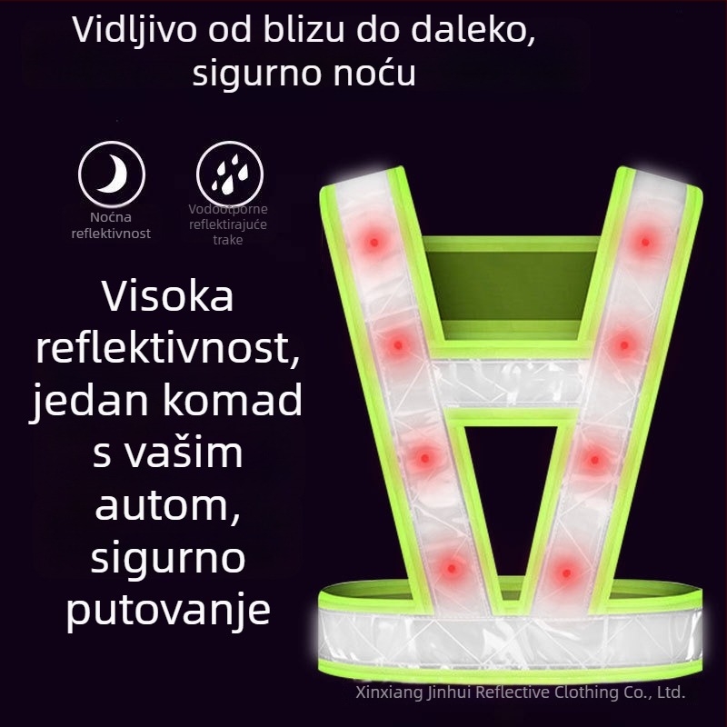 V-oblik LED svjetleća reflektirajuća vest s velikim LED diodama – prometna reflektirajuća odjeća