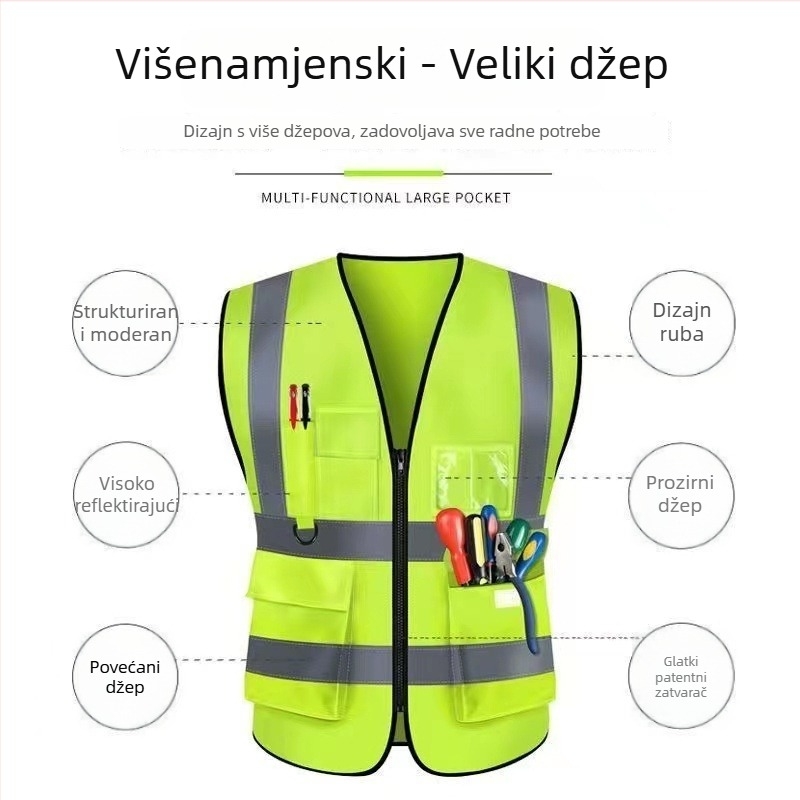 Reflektivna vesta za gradilište, sanitarne i hortikulturalne poslove – jedinstvena veličina – model 1015 – Old Firemaker