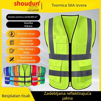 Reflektirajući prsluk s više džepova za prometne radove, sigurnost u gradnji i inženjerske poslove, ojačan materijal