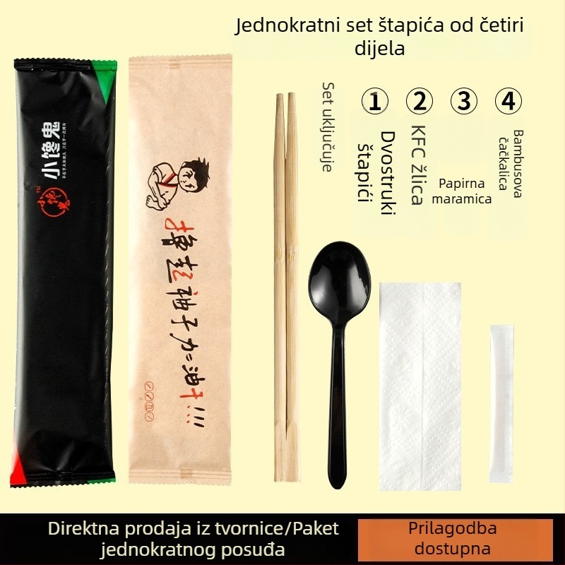 Jednokratni pribor, četverodjelni set za dostavu hrane