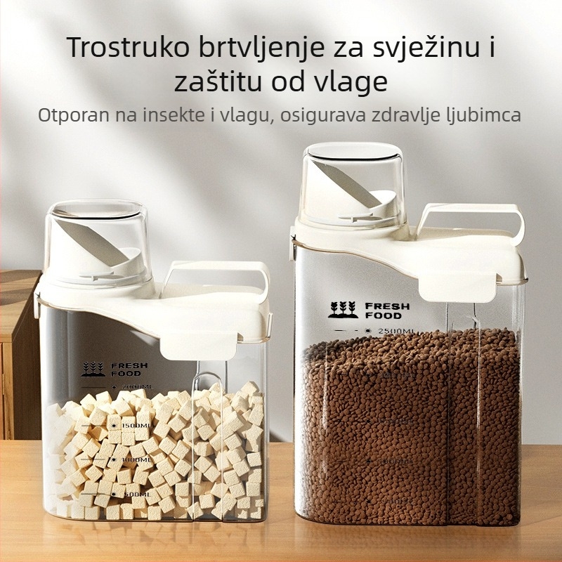 Spremnik za skladištenje hrane za mačke i pse, s čvrstim zatvaranjem, vakuumsko očuvanje, otporan na vlagu, za poslastice, 2,8 L
