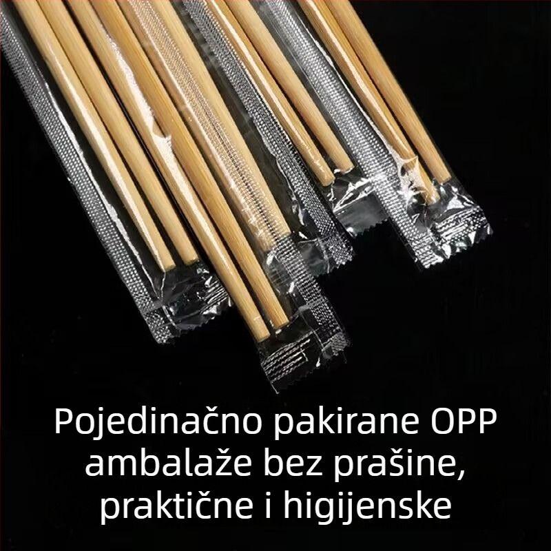 Jednokratne bambus štapići za jelo, pojedinačno pakirani, za visokokvalitetne restorane i dostavu, za hot pot, produžena duljina, karbonizirani, za kućnu i poslovnu upotrebu
