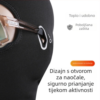 Maska za biciklizam s kapuljicom i otvorom za naočale, fleece podstava, jesensko-zimska vjetrootporna maska za skijanje