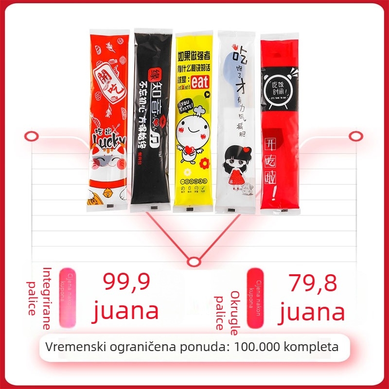 Jednokratni bambus štapići – četverodjelni set za dostavu i restoran