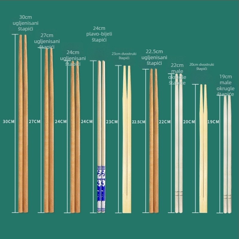 Jednokratni bambus štapići, vrhunske kvalitete, individualno pakirani, higijenski za dostavu i kućnu upotrebu, pogodni za komercijalnu upotrebu, mogućnost tiskanja logotipa.
