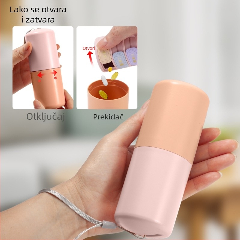 Kutija za tablete s 7 odjeljaka i rotirajućim poklopcem, prijenosna plastična kutija za pohranu
