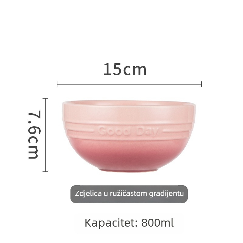 Set keramičkog posuđa s gradijentom boja, zdjele za rezance, juhu i rižu te tanjure – elegantna, privlačna kolekcija posuđa