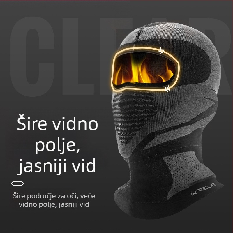 WRELS prozračna maska za motociklizam za jesen i zimu s baršunastom podstavom i kapuljom, za vožnju biciklom, od najlona