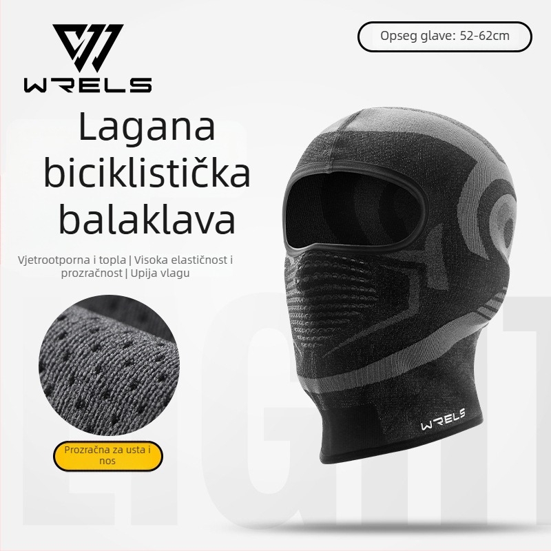 WRELS prozračna maska za motociklizam za jesen i zimu s baršunastom podstavom i kapuljom, za vožnju biciklom, od najlona