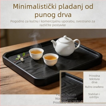 Jesenski novi drveni pladanj za voće, crni minimalistički tanjur za jelo inspiriran japanskim i korejskim stilom.