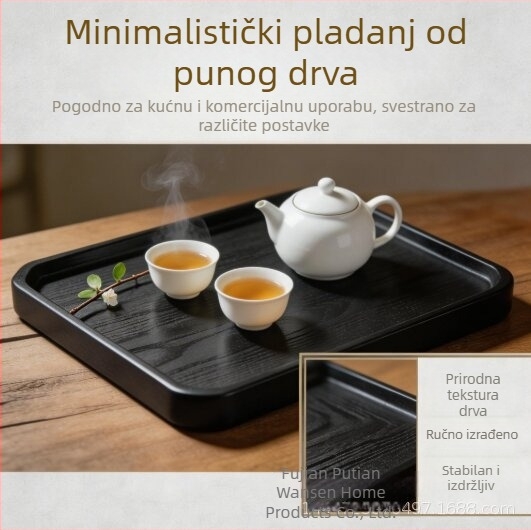 Jesenski novi drveni pladanj za voće, crni minimalistički tanjur za jelo inspiriran japanskim i korejskim stilom.