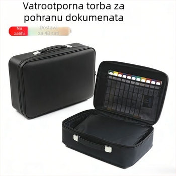 Protupožarna torba za dokumente, višeslojna, 12 pretinaca, velika kapaciteta, vodootporna, prijenosna, akordeonskog stila