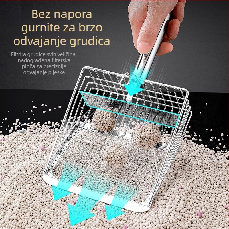 Metalna lopatica za mačji WC s finim rupicama – velikim i malim rupama