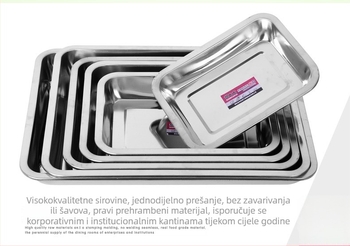 Nehrđajući čelični kvadratni tanjur, debeli, pravokutni pladanj za posluživanje, roštilj pladanj, plitka zdjela za rižu