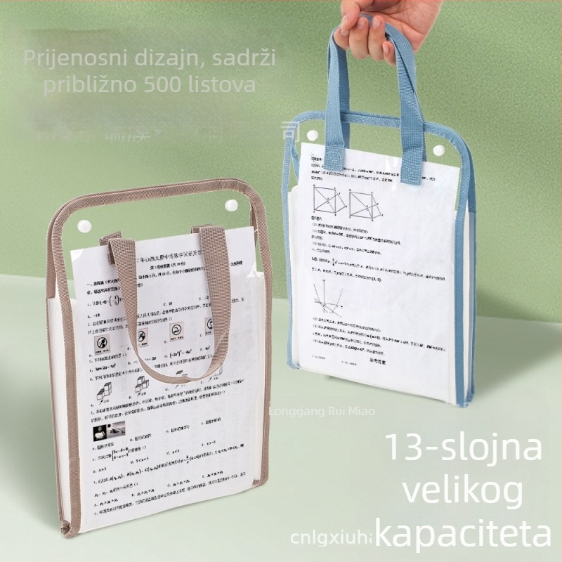 PVC harmonika mapa, format A4, 13 odjeljaka, prenosni školski folder za dokumente