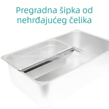 Nehrđajući čelični tanjur za porcije s dijelnikom i perforiranom GNFOODPAN posudom