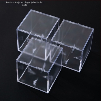 Prozirna akrilna kutija za prikaz i pohranu s kliznim poklopcem, prašinu otporna, dimenzije 8×8×8 cm