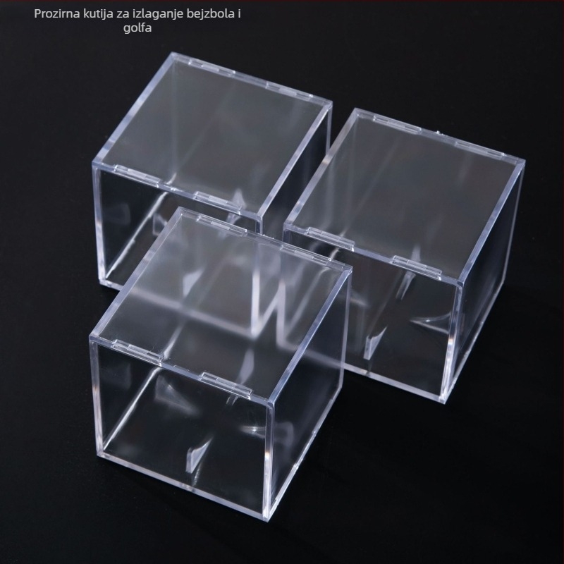Prozirna akrilna kutija za prikaz i pohranu s kliznim poklopcem, prašinu otporna, dimenzije 8×8×8 cm