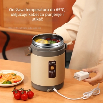 Prijenosna izolatirana kutija za obrok od 304 nehrđajućeg čelika s USB grijanjem, za uredske zaposlenike i studente, višeslojni spremnik za održavanje temperature