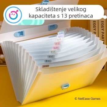 Deli 13-dijelna horizontalna harmonika torba za dokumente, prijenosna, velika kapaciteta za školske papire – Eggman Party