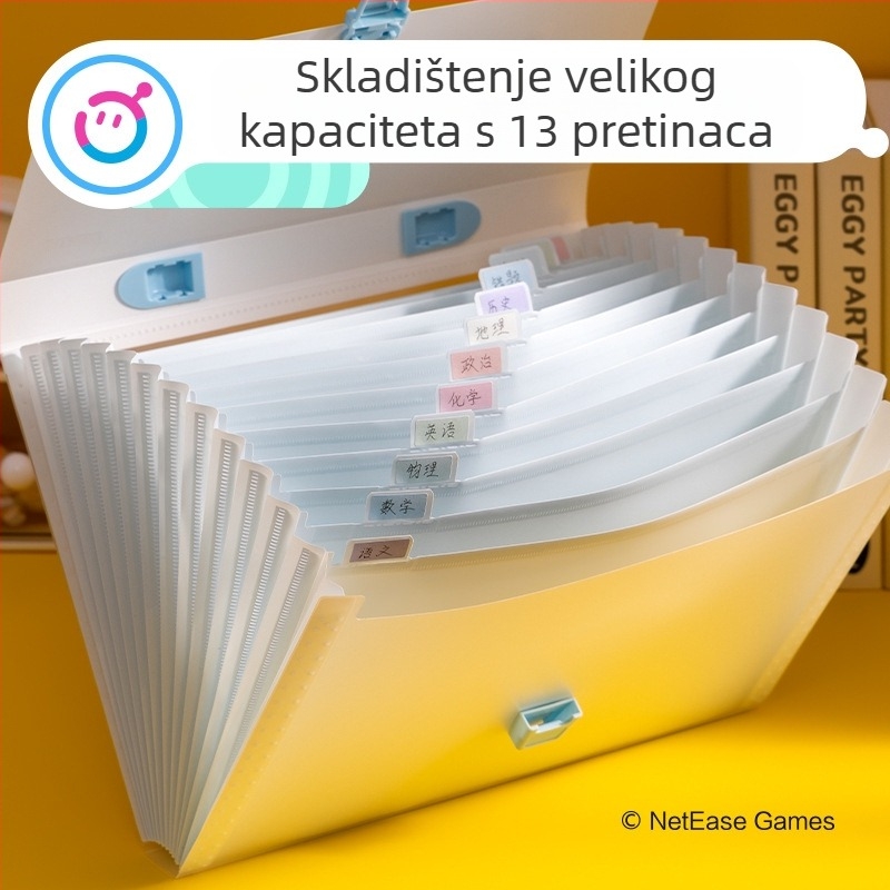 Deli 13-dijelna horizontalna harmonika torba za dokumente, prijenosna, velika kapaciteta za školske papire – Eggman Party