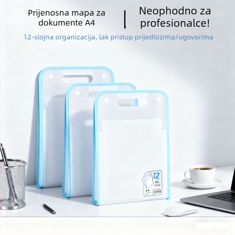 A4 prijenosni akordeon-organizator za datoteke s 12 odjeljaka za ured