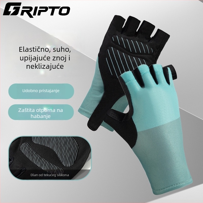 GRIPTO Ljetne rukavice za biciklizam s polu-prstima, za cestovni i planinski bicikl, apsorpcija šokova i protiv sklizavanja, Ice Silk materijal