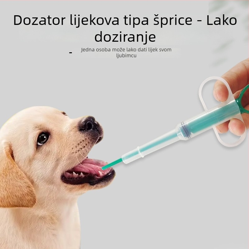 Uređaj za davanje lijekova kućnim ljubimcima (mačke i psi), alat za kapsule i tablete, integrirani dozator-špric, mekani gel za suhe i mokre primjene