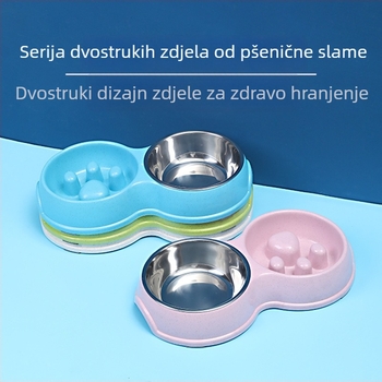Nehrđajući čelična zdjela za kućne ljubimce s sporim hranjenjem i zaštitom od gušenja za pse i mačke
