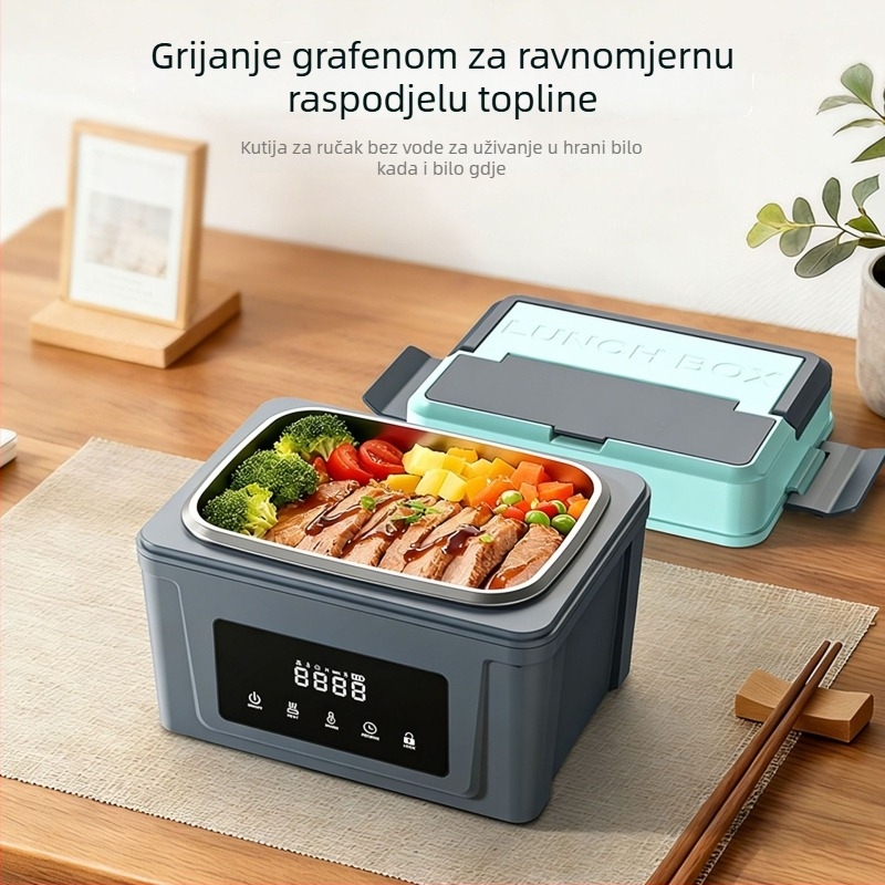 Nova USB bežična kutija za ručak s grijanjem za uredske radnike i studente, prijenosna, s tajmerom, izolirana, punjiva, velikog kapaciteta
