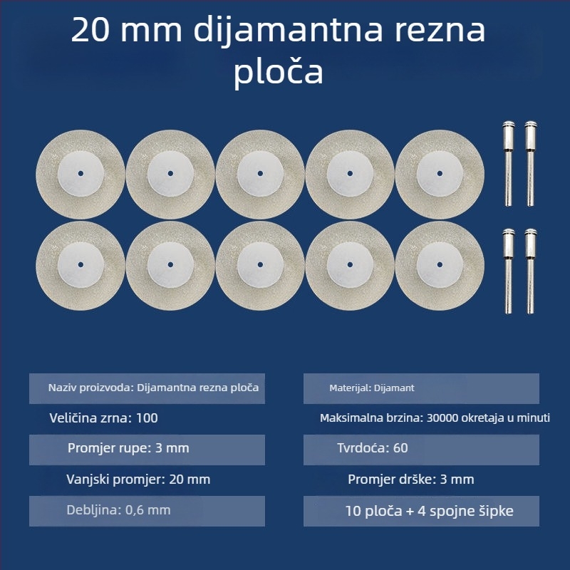 Dijamantni abrazivni diskovi i dodaci za električnu brusilicu – mini diskovi za rezanje, čišćenje fuge i poliranje staklenih i jade pločica