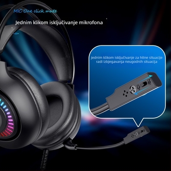 Gaming slušalice s 7.1 Surround, mikrofon, žičane, over-ear dizajn, RGB osvjetljenje, za FPS igre