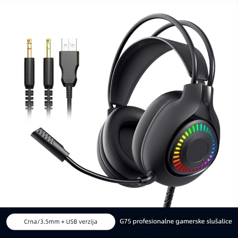 Gaming slušalice s 7.1 Surround, mikrofon, žičane, over-ear dizajn, RGB osvjetljenje, za FPS igre