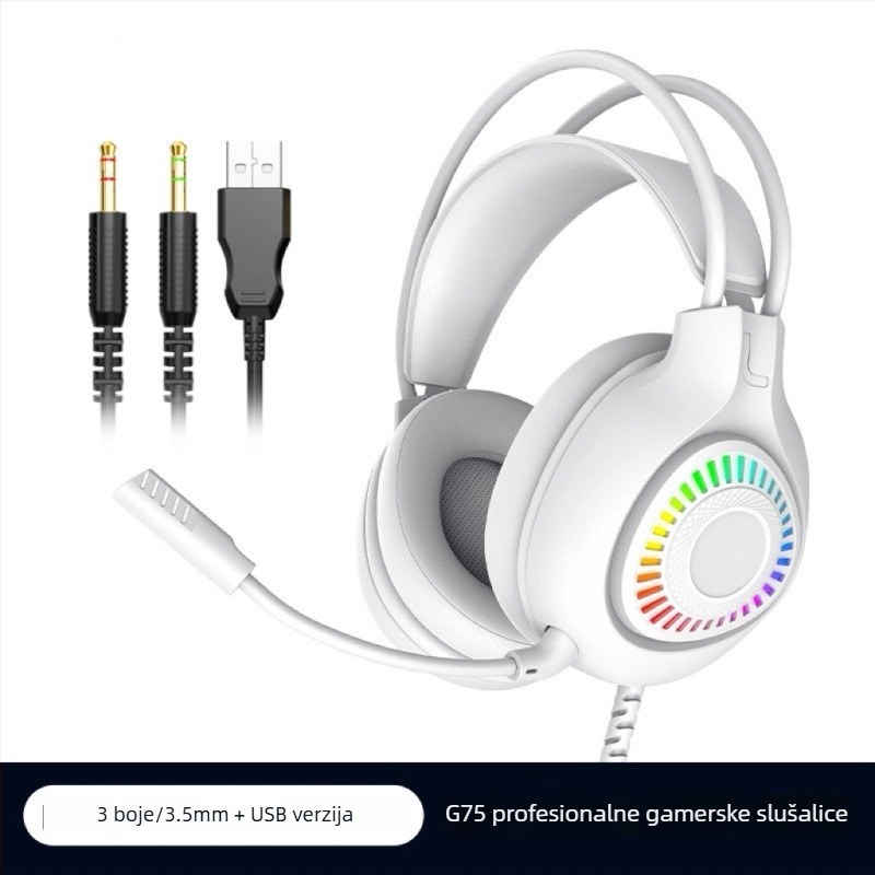 Gaming slušalice s 7.1 Surround, mikrofon, žičane, over-ear dizajn, RGB osvjetljenje, za FPS igre