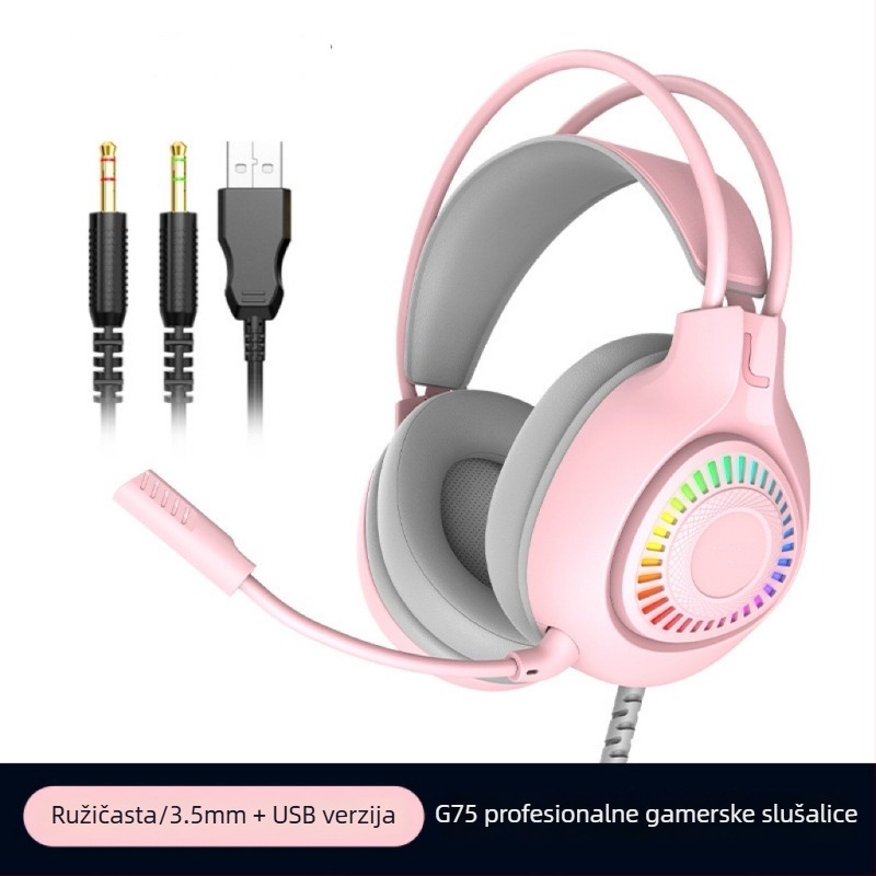 Gaming slušalice s 7.1 Surround, mikrofon, žičane, over-ear dizajn, RGB osvjetljenje, za FPS igre