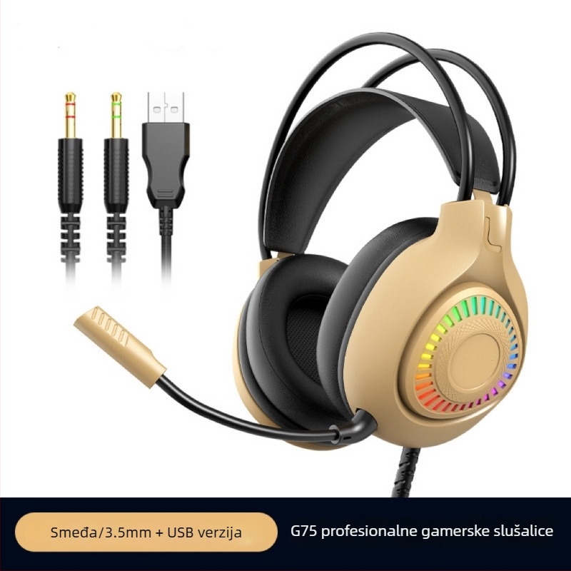 Gaming slušalice s 7.1 Surround, mikrofon, žičane, over-ear dizajn, RGB osvjetljenje, za FPS igre