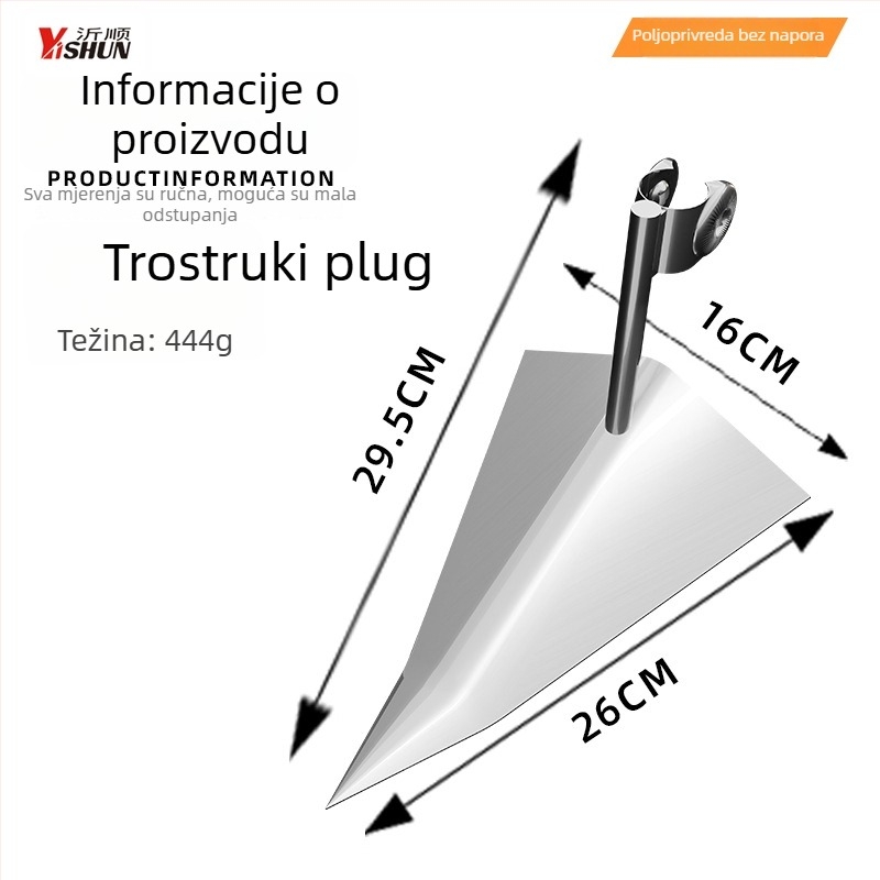 Novi model tri-u-jedan — višenamjenski dvotočak alat s pogonom za uklanjanje korova i prozračivanje tla, kopanje jaraka, čišćenje terena i trokutasti plug